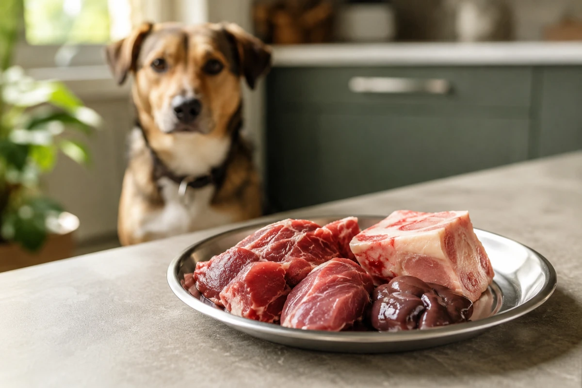 A healthy dog, illustrating raw feeding portions