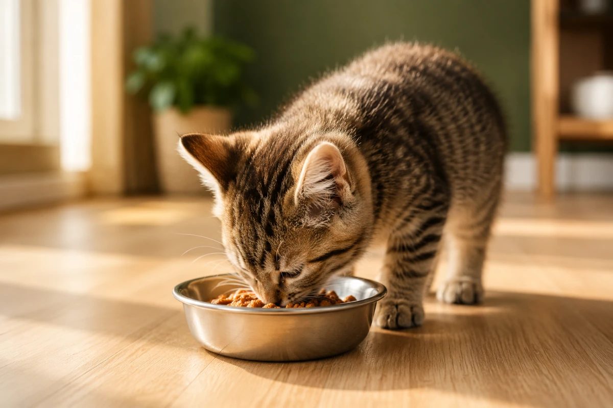 A young kitten, illustrating age-based kitten feeding schedules